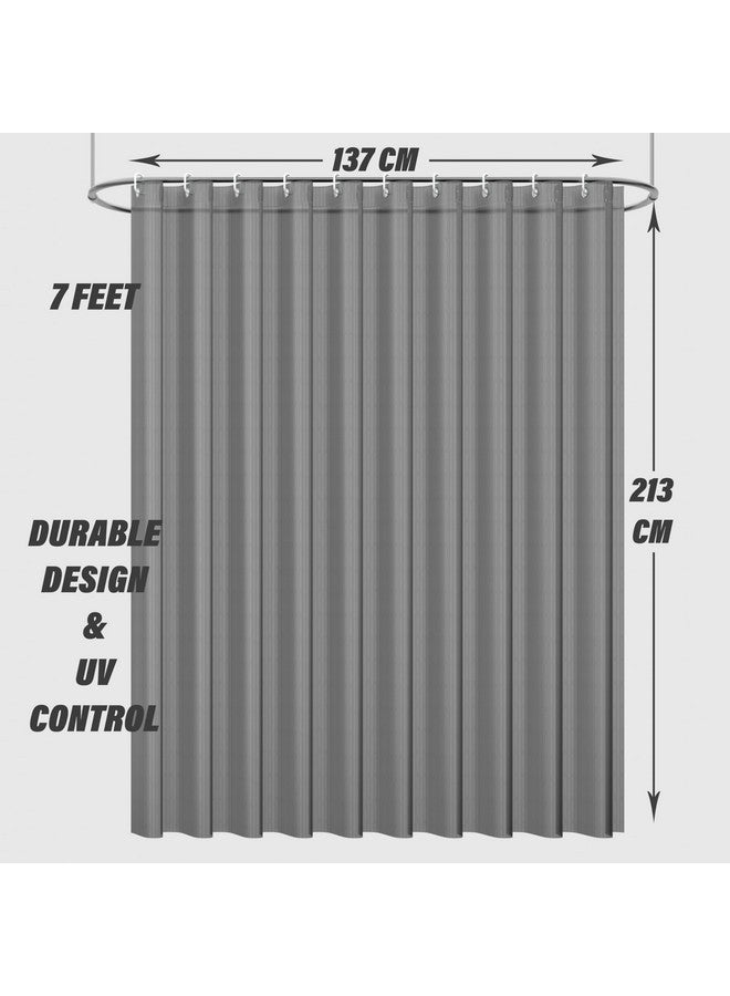Kuber Industries Kuber Industries Shower Curtains for Bathroom | Waterproof Curtains with Hooks | PVC Self Lining Design Curtain | 7 Feet | Grey  - Image 3