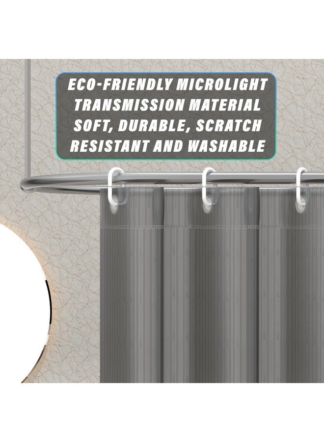 Kuber Industries Kuber Industries Shower Curtains for Bathroom | Waterproof Curtains with Hooks | PVC Self Lining Design Curtain | 7 Feet | Grey  - Image 5
