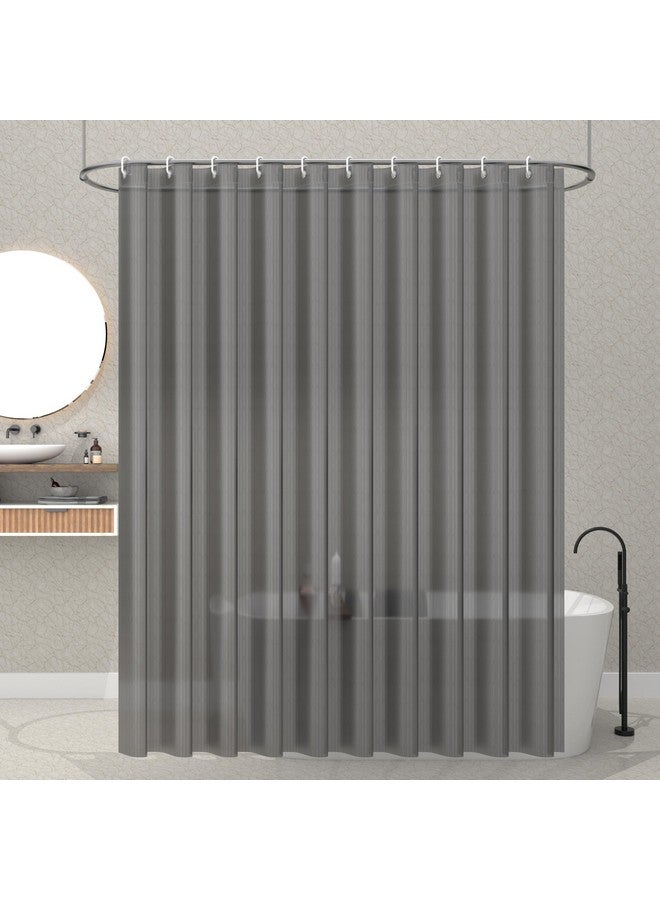 Kuber Industries Kuber Industries Shower Curtains for Bathroom | Waterproof Curtains with Hooks | PVC Self Lining Design Curtain | 7 Feet | Grey  - Image 1