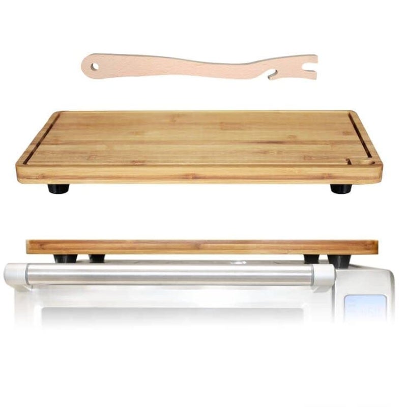 Bamboo Wood Cutting Board Compatible with Breville BOV800XL 860BSS 845BSS Protects Smart Toaster Oven With Heat Resistant Silicone Feet and Oven Rack Push Accessories Creates Storage Space