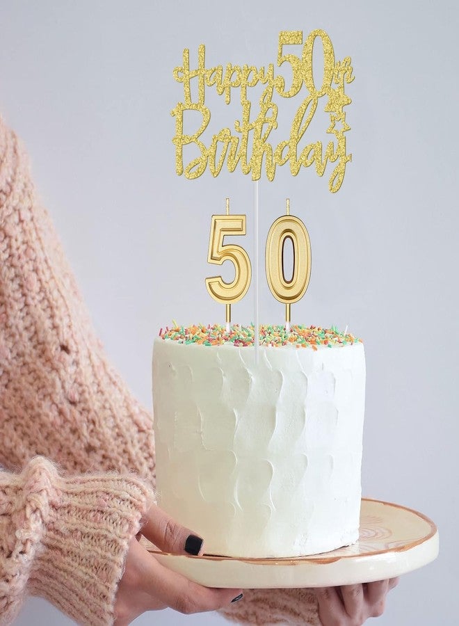 YeohJoy 50th Birthday Decorations for Women Gold with 50th Birthday Sash and Tiara, Cake Topper and Candles, Number Balloons, 50 Year Old Gifts for Women - Image 4