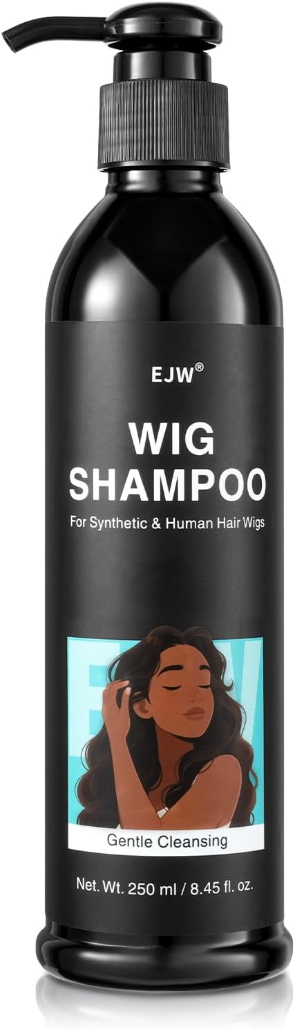 EJW Wig Shampoo pH Balanced Amino Acid Formula for Synthetic Human Hair Wigs Deep Clean No Residue Gentle Fiber Care AntiTangle with Keratin Jojoba Oil