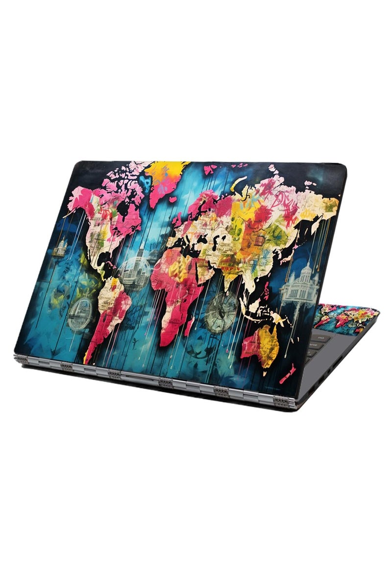 Baocool Laptop Skin Sticker Decal,12" 13" 13.3" 14" 15" 15.4" 15.6 inch Laptop Skin Sticker Cover Art Decal Protector Notebook PC (World Map) - Image 1