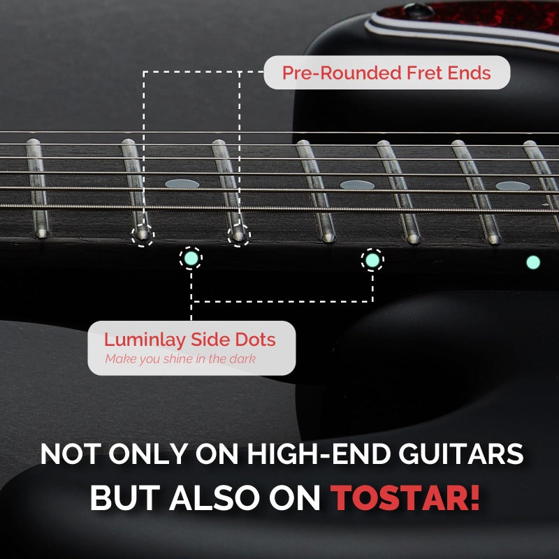 Tostar Electric Guitar Kit for Beginners with Amp SSS Pickup Black Electric Guitars with Gig Bag,Capo,Tremolo,Tuner, Strap, Picks Stratocaster 39" Full Size Heavy Metal 6 String for Gifts - Image 5