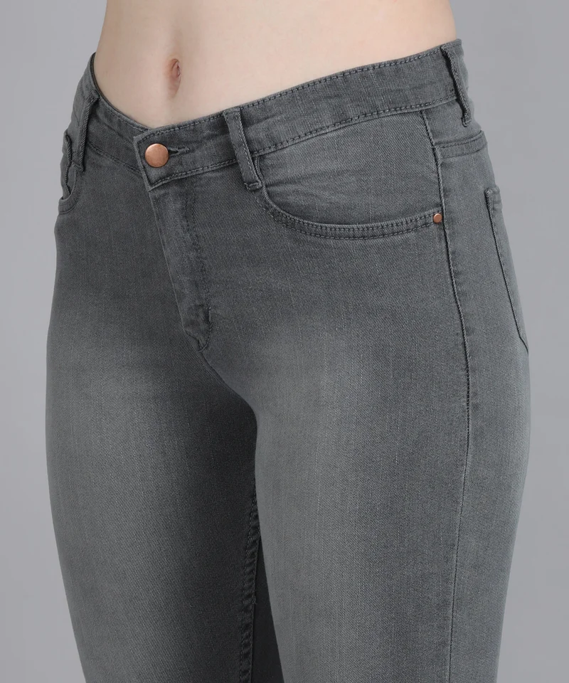 Urbano Fashion  Urbano Fashion Women's Light Grey Skinny Fit Washed Jeans  | Best Price UAE
