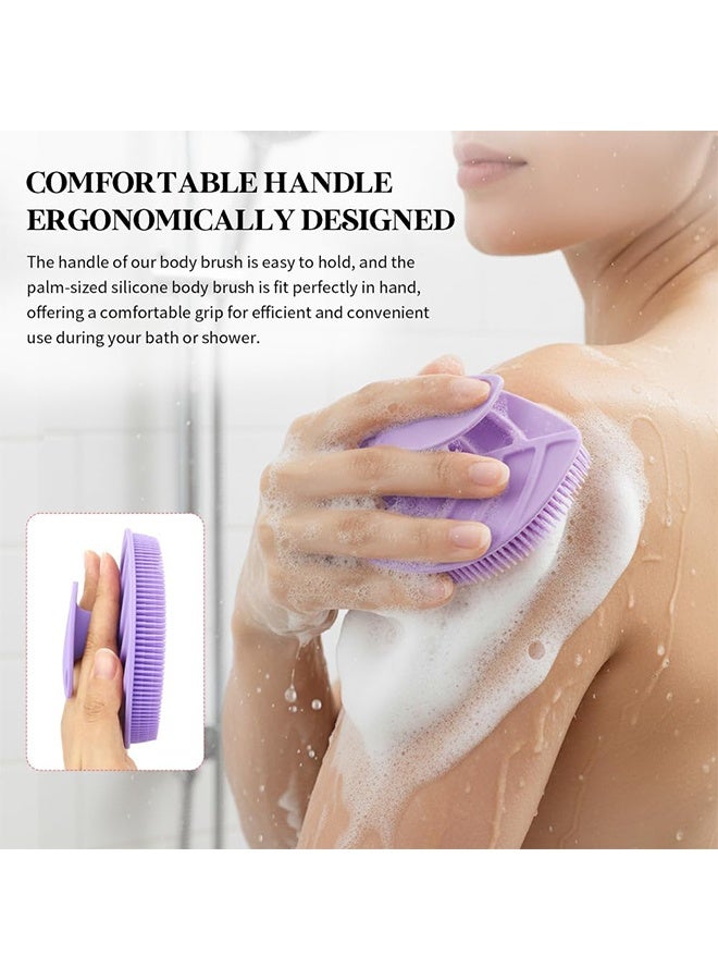 2 Pack Silicone Body Scrubber, Soft Silicone Loofah, Gentle Exfoliating Body Scrubber for Sensitive Skin, Leaf Shaped Shower Scrubbers, Silicone Scrubbers Body Brush for Women Men (Pink & Purple) - Image 4