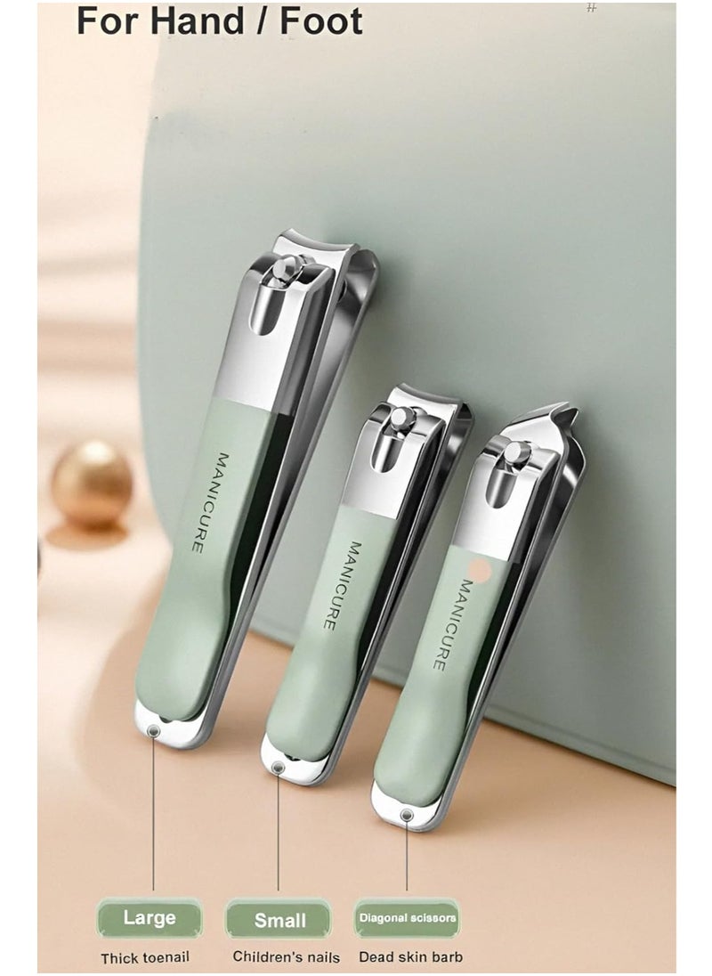 18-Piece Professional Pedicure And Nail Clipper Manicure Tool Kit Green