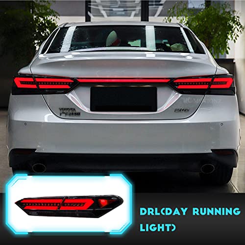 HCMOTIONZ HCmotion LED Tail Lights Compatible for Toyota Camry 2018 2019 2020 2021 2022 Rear Lamps Smoked Assembly With Animation DRL & W/Sequential Turn lights (V4-Smoked with trunk) - Image 3