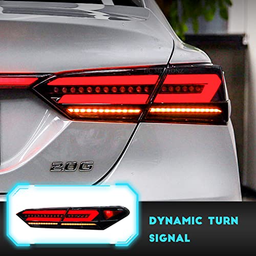 HCMOTIONZ HCmotion LED Tail Lights Compatible for Toyota Camry 2018 2019 2020 2021 2022 Rear Lamps Smoked Assembly With Animation DRL & W/Sequential Turn lights (V4-Smoked with trunk) - Image 4