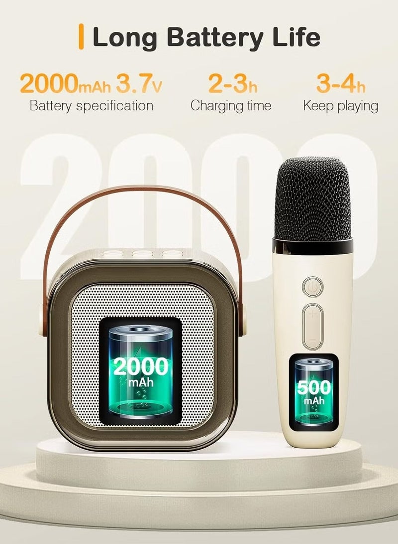 YD Karaoke Machine for Kids, Mini Portable Bluetooth Karaoke Speaker with 2 Wireless Mics and led Colorful Lights for Kids Adults, Gifts Toys for Girls Boys Family Home Party - Image 2