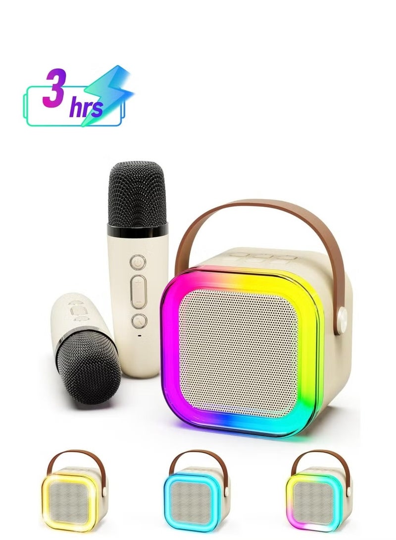 YD Karaoke Machine for Kids, Mini Portable Bluetooth Karaoke Speaker with 2 Wireless Mics and led Colorful Lights for Kids Adults, Gifts Toys for Girls Boys Family Home Party - Image 1