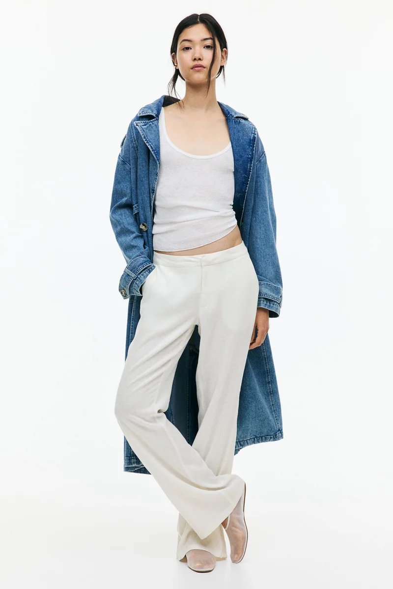 اتش اند ام بنطلون رسمي من مزيج الكتان