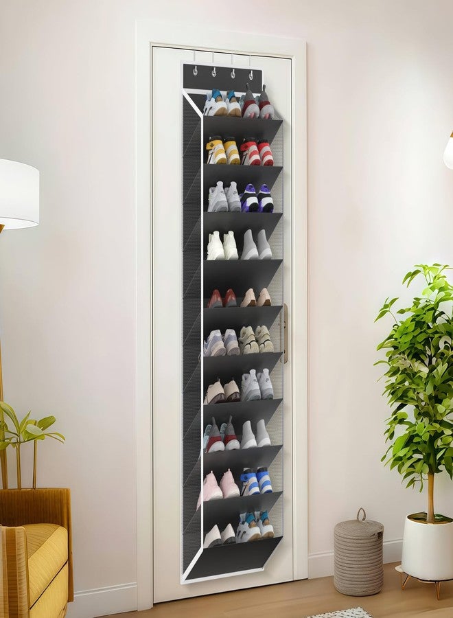 KEEPJOY 10 Tiers Mesh Over Door Shoe Organizer Storage, Hanging Shoe Holder for Door with Large Deep Pockets, Fit 20-30 Pairs Shoe Rack for Sneakers, Boots(Black) - Image 2