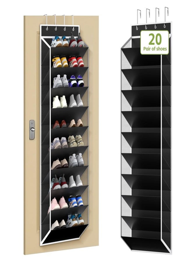 KEEPJOY 10 Tiers Mesh Over Door Shoe Organizer Storage, Hanging Shoe Holder for Door with Large Deep Pockets, Fit 20-30 Pairs Shoe Rack for Sneakers, Boots(Black) - Image 1