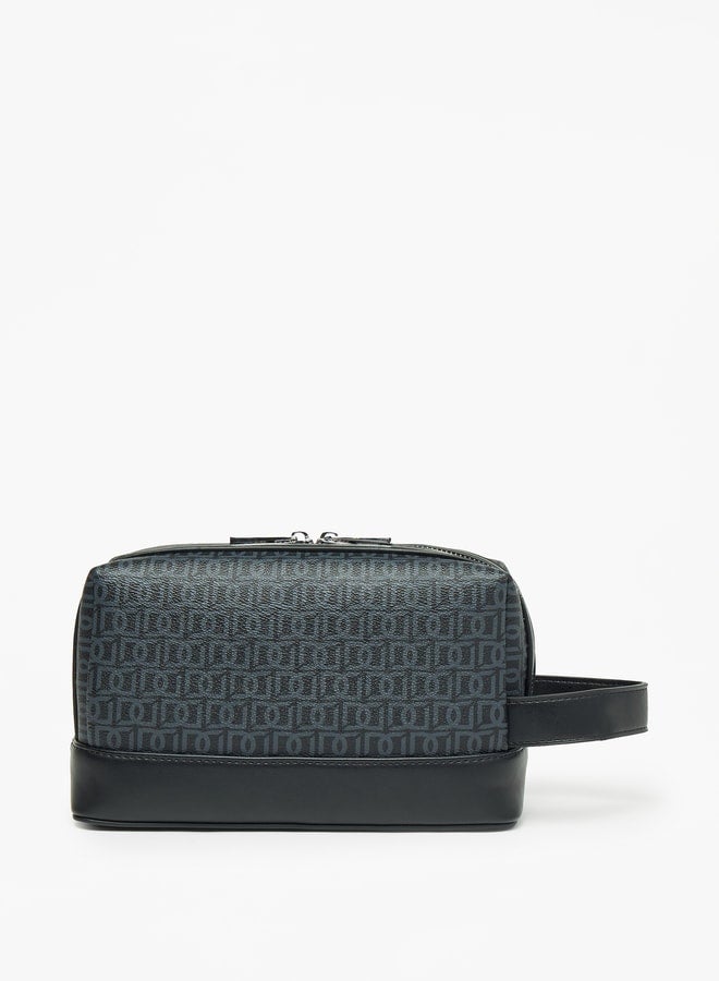 DUCHINI Duchini Monogram Print Pouch with Wrist Handle and Zip Closure - Image 3