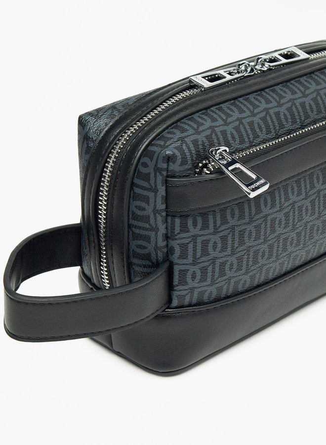 DUCHINI Duchini Monogram Print Pouch with Wrist Handle and Zip Closure - Image 4