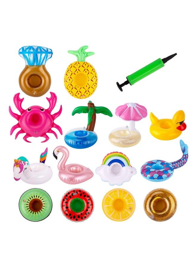 SAVITA 14Pcs Inflatable Drink Holders With 1 Pcs Air Pump Cute Cup Coasters Drink Floats For Summer Pool Party Decorations Fun Tub Toys For Kids - Image 2