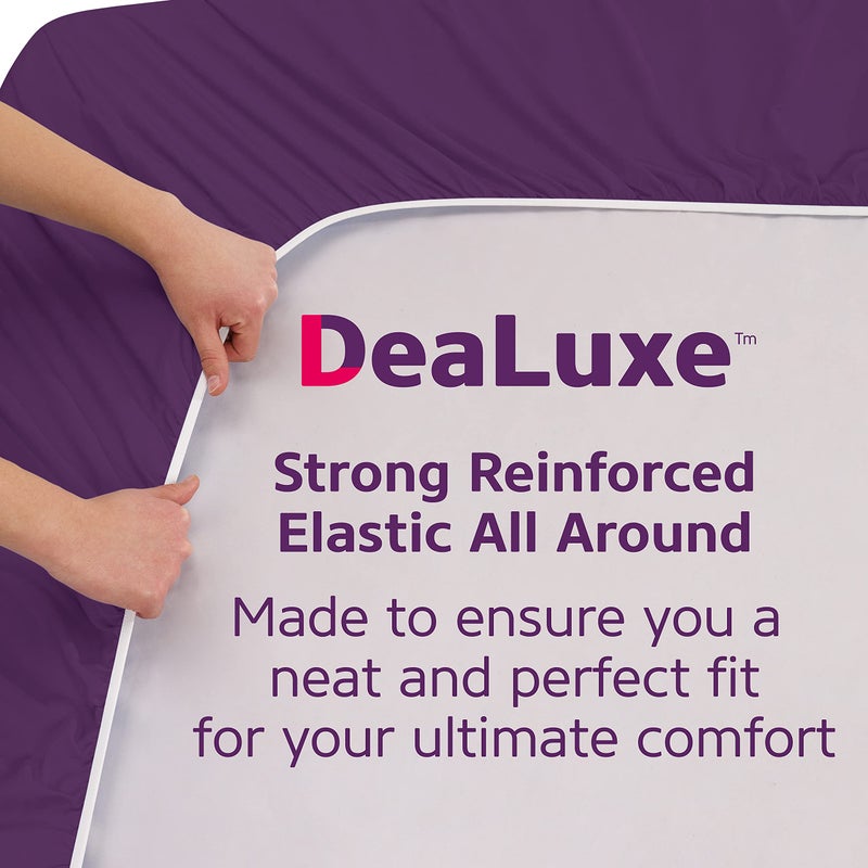 DeaLuxe King Fitted Sheet King Size Fitted Sheet Only Deep Pocket - Real 16  Fitted Bed Sheets Fit Perfectly 14 -18  Deep Mattress & Toppers - Easy Care Lovely Feel - 1 Piece Bottom Fitted Sheet King - Purple - Image 4