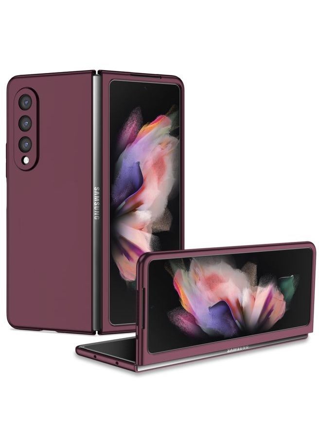 Generic Case Cover For Samsung Galaxy Z Fold3 5G Armor Foldable Phone Case Wine Red 