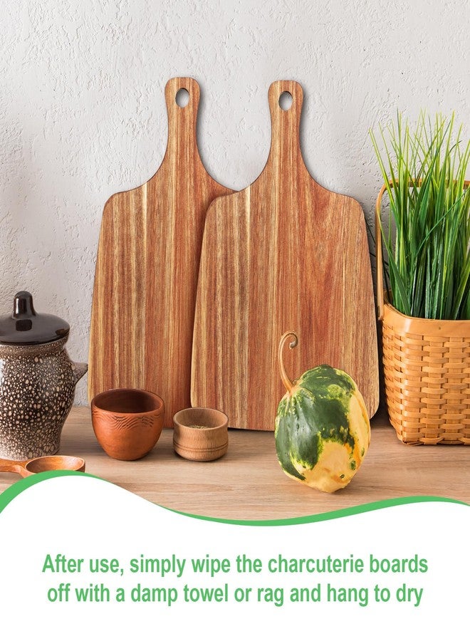 Vesici 12 Pcs Cutting Board with Handle 12 x 8.7 Inches Acacia Wooden Serving Bridal Shower Aperitif Charcuterie Board with Handles Wedding Gift for Couple for Kitchen Meat Vegetables Fruit - Image 5