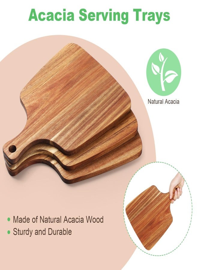 Vesici 12 Pcs Cutting Board with Handle 12 x 8.7 Inches Acacia Wooden Serving Bridal Shower Aperitif Charcuterie Board with Handles Wedding Gift for Couple for Kitchen Meat Vegetables Fruit - Image 3