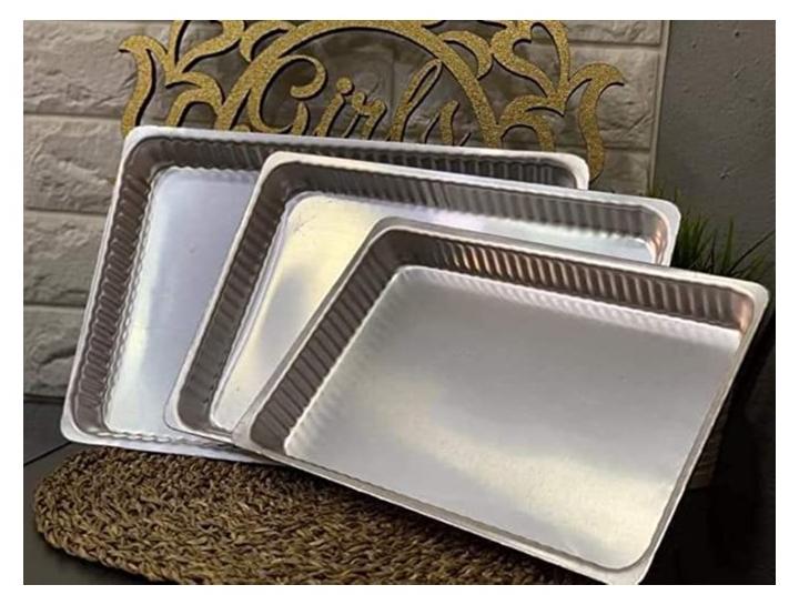 Obour October A set of classic silver square basbousa trays, Obour October 159514