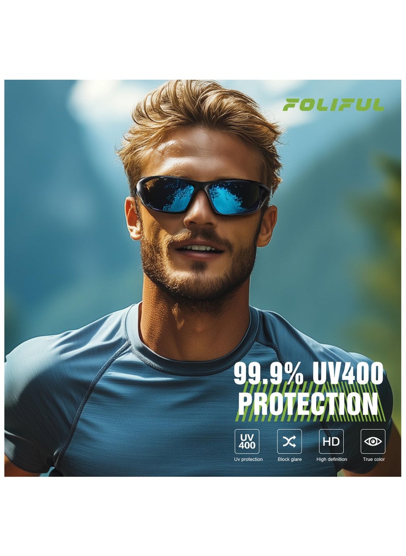 Generic 3 Pack Polarized Sports Sunglasses for Men, Mens Sunglasses Wrap Around UV400 Protection for Cycling Fishing Driving  - Image 3