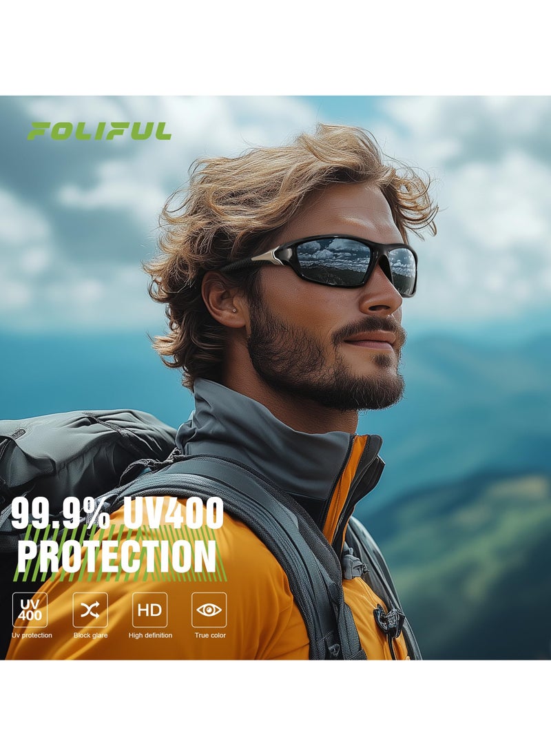 Generic 3 Pack Polarized Sports Sunglasses for Men, Mens Sunglasses Wrap Around UV400 Protection for Cycling Fishing Driving  - Image 2