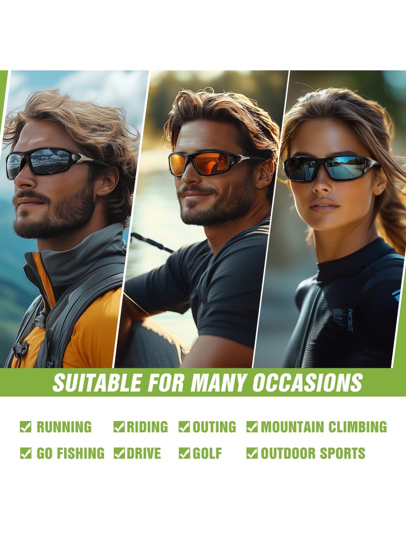 Generic 3 Pack Polarized Sports Sunglasses for Men, Mens Sunglasses Wrap Around UV400 Protection for Cycling Fishing Driving  - Image 5