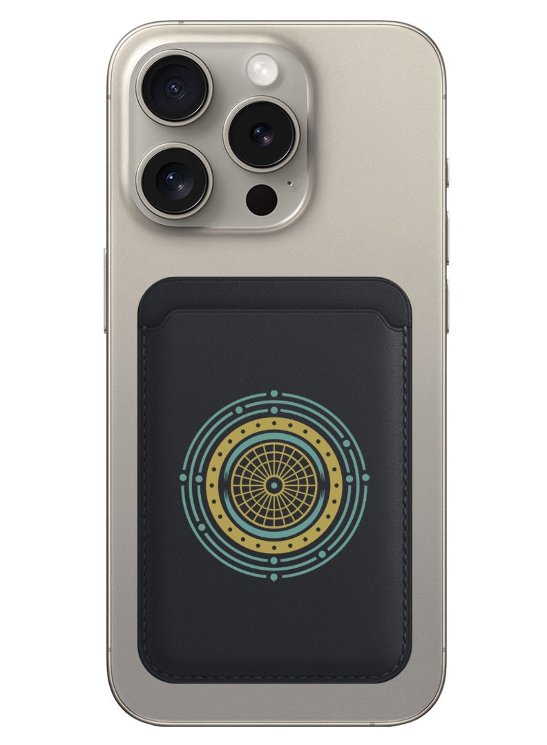 Theodor Magnetic Wallet, Compatible with MagSafe Wallet, for iPhone Wallet, for iPhone 16/15/14/13/12 Series, Not for iPhone 13/12 mini, 3 Card Holder, Vegan Leather, Black - Mandala 2 - Image 1
