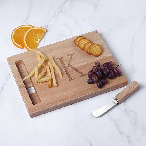 Miicol Wood Charcuterie Board, Monogram Cheese Board 10 Inch, Personalized Initial Cutting Board with Spreader, Unique Housewarming Gift, Ideal for Kitchen, Home, Letter K - Image 3