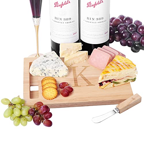 Miicol Wood Charcuterie Board, Monogram Cheese Board 10 Inch, Personalized Initial Cutting Board with Spreader, Unique Housewarming Gift, Ideal for Kitchen, Home, Letter K - Image 4