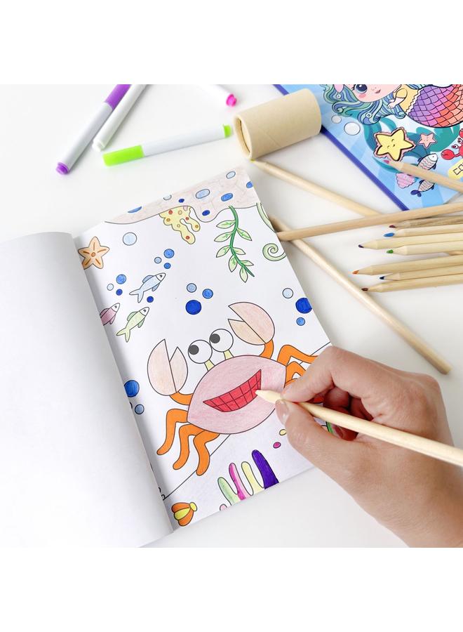 Bluejw New Mermaid Coloring Book 60 Cartoon Graffiti Enlightenment Children Over 4 Years Old Coloring Book Suit - Image 3