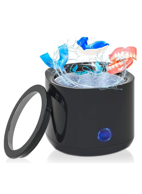 Portable Electric Ultrasonic Cleaner, Ultrasonic Retainer Cleaning, Jewelry Cleaner, Retainer Cleaner for Dentures, Retainer, Mouth Guard, Aligner, Toothbrush Head with Clear Window