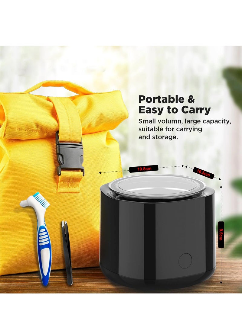 Portable Electric Ultrasonic Cleaner, Ultrasonic Retainer Cleaning, Jewelry Cleaner, Retainer Cleaner for Dentures, Retainer, Mouth Guard, Aligner, Toothbrush Head with Clear Window
