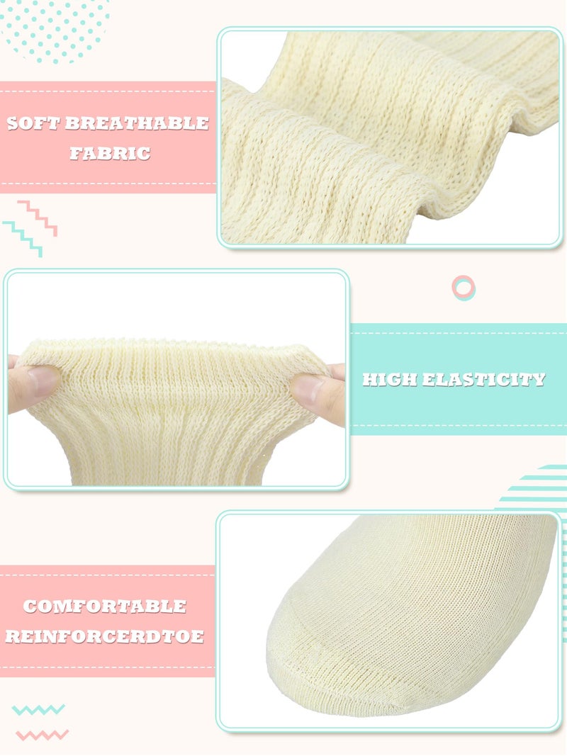 Glitopper Slouch Slouchy Socks Pack Knee High Scrunch 80s 90s Stacked Boot Socks(9-11,Cream) - Image 5