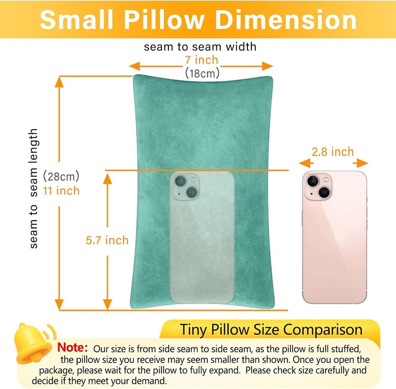 1 MIDDLE ONE 2 Pack Small Pillow, Memory Foam Mini Pillow 11 X 7 Inches for Travel, Sleeping, Nap and Neck, Knee, Lumbar Support, Tiny Cushion for Pet, Dogs (Teal Green) - Image 2