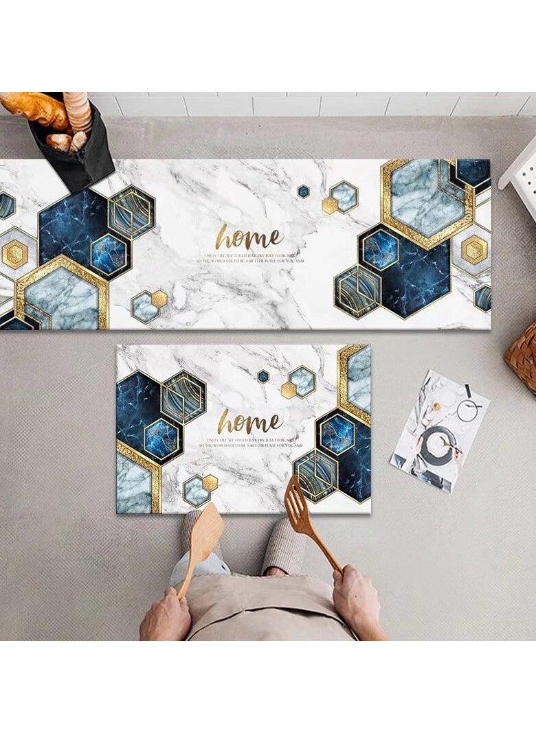 LESTER LESTER Oil-Proof Non-Slip Kitchen Mat Water Absorbent Kitchen Carpet Quick Drying, Kitchen Rug Non-Slip Entrance Doormat Diatom Leather Floor Mats, Home Decor Set Home Design Crystal Color  40X60x40X120cm 