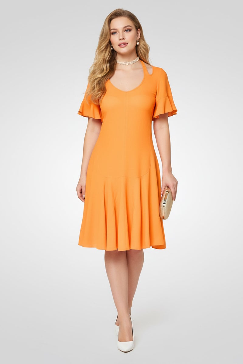 STELLA MCCARTNEY فستان نسائي بتصميم A-Line بلون برتقالي - Image 1