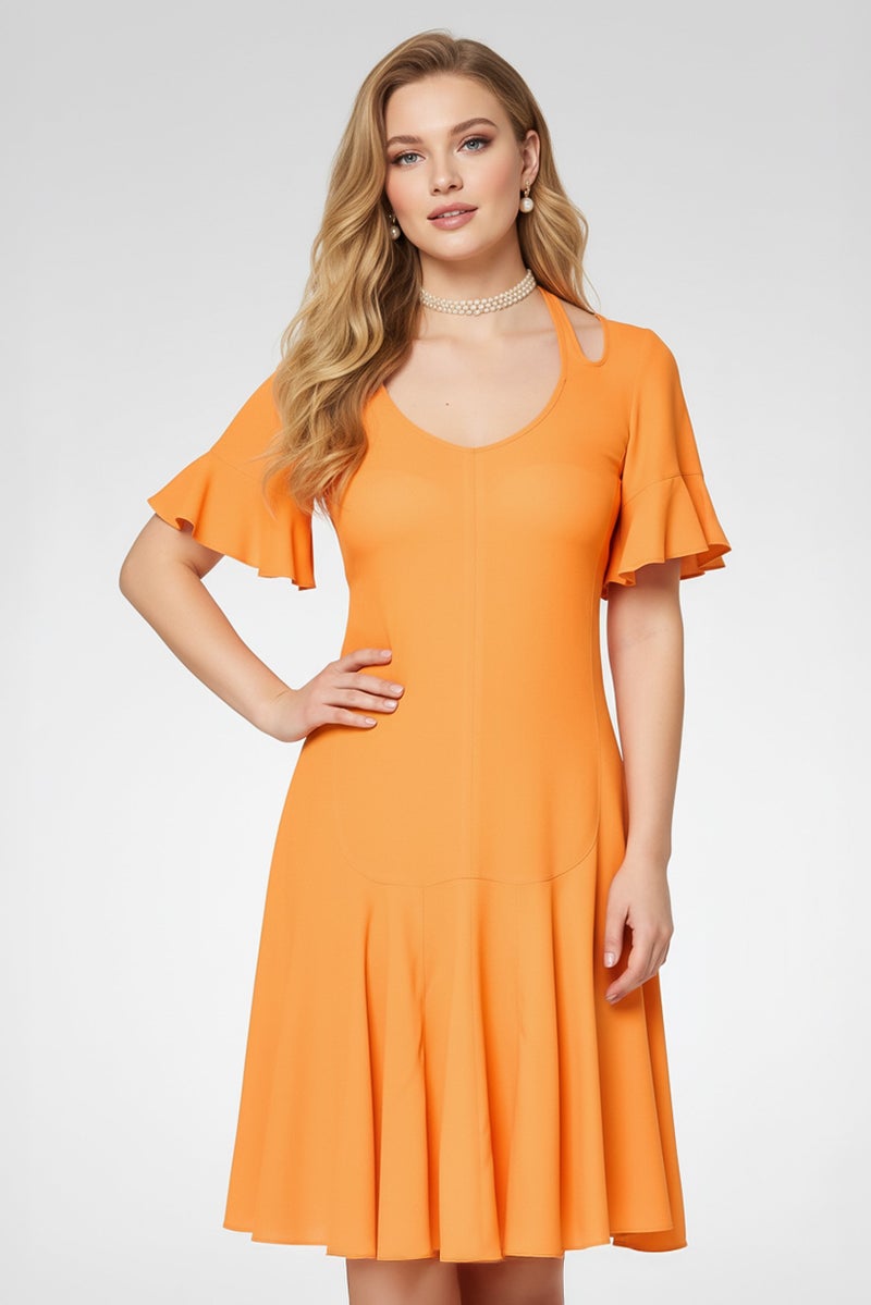STELLA MCCARTNEY فستان نسائي بتصميم A-Line بلون برتقالي - Image 4