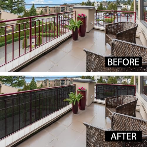 HIPPO Baby Safety Net for Balcony Child Protection Stairway Safety Net Railing Guard for Kids Staircase Protector with Tie-Cords Breathable Fabric Indoor Outdoor Use (1.5MTX3MT, Black) - Image 3
