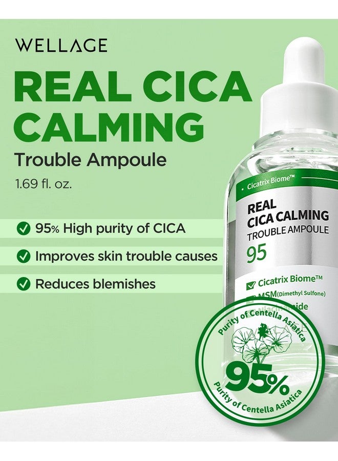 ويليدج أمبولة Real Cica Calming Trouble Ampoule، مصل مهدئ كوري 95% Madecassoside مهدئ سريع للاحمرار، التحكم في الدهون، يحسن النمش والعيوب للبشرة المعرضة لحب الشباب، 1.69 أونصة سائلة - Image 2