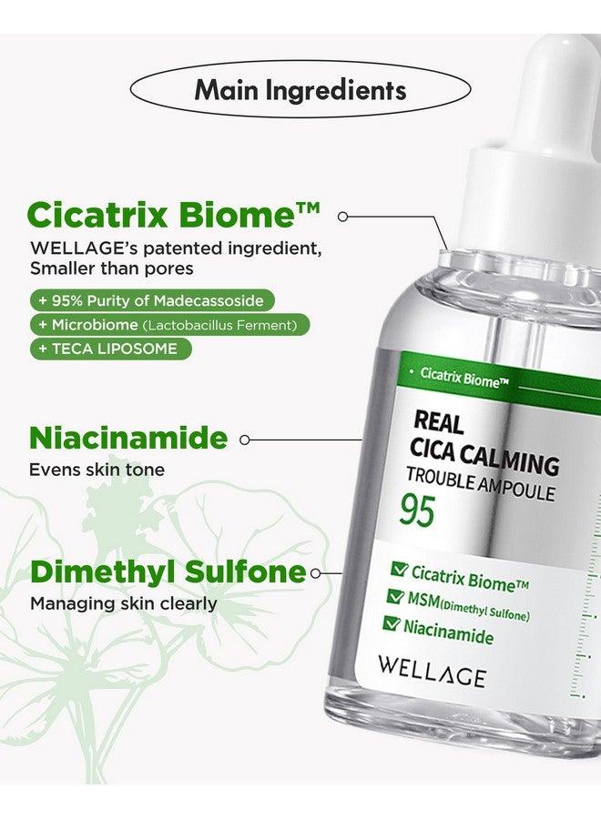 ويليدج أمبولة Real Cica Calming Trouble Ampoule، مصل مهدئ كوري 95% Madecassoside مهدئ سريع للاحمرار، التحكم في الدهون، يحسن النمش والعيوب للبشرة المعرضة لحب الشباب، 1.69 أونصة سائلة - Image 4