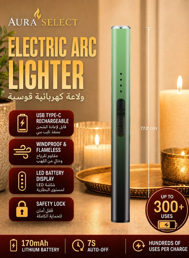  أورا سيليكت ولاعة كهربائية على شكل شمعة قابلة لإعادة الشحن عبر USB، تصميم بلا لهب ومقاوم للرياح، مزودة ببطارية ليثيوم بوليمر 170 مللي أمبير، مع شاشة LED لعرض حالة البطارية - Image 1