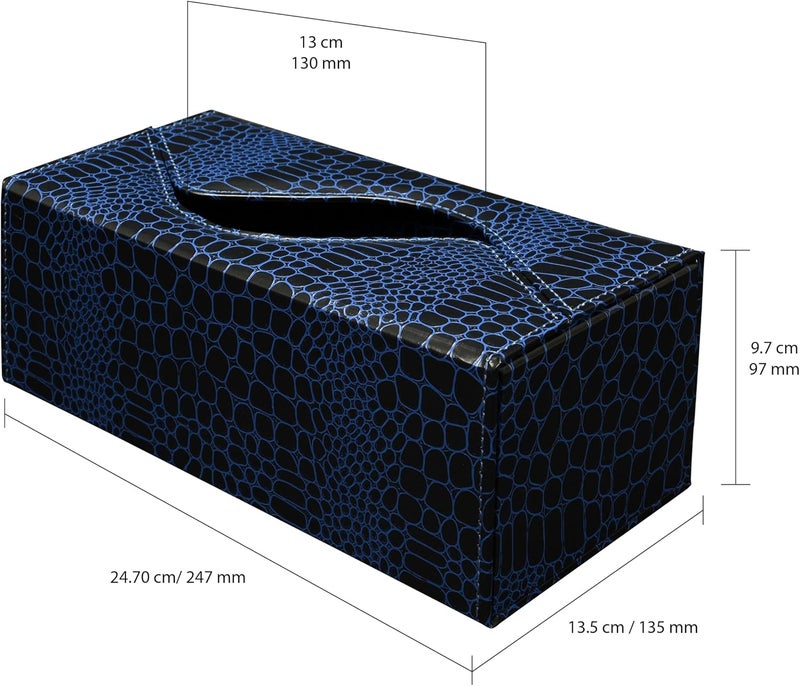 FIS® Blue Crocodile Vinyl Tissue Box Holder with Magnetic Closure - Image 4
