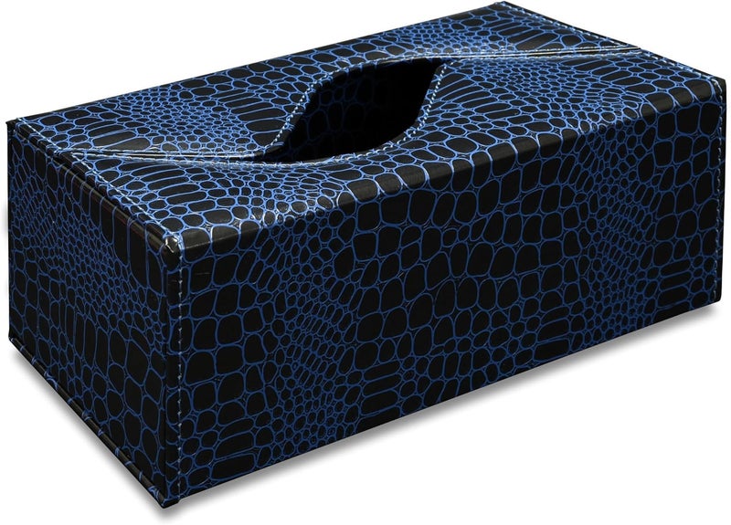 FIS® Blue Crocodile Vinyl Tissue Box Holder with Magnetic Closure - Image 1