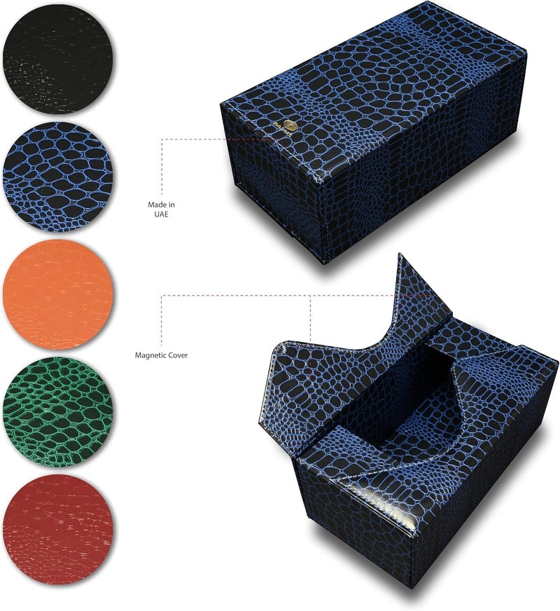 FIS® Blue Crocodile Vinyl Tissue Box Holder with Magnetic Closure - Image 2