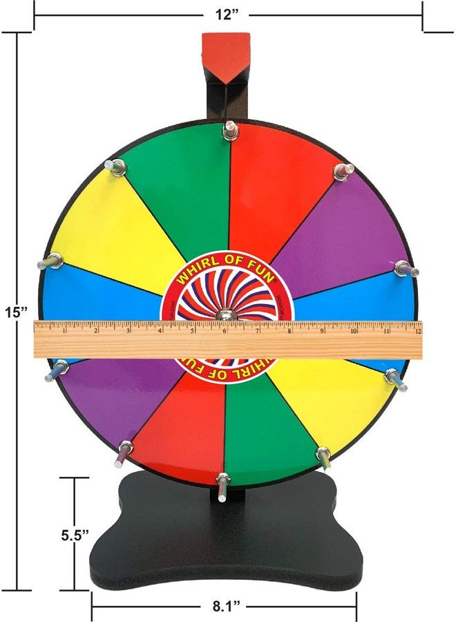12 Inch Prize Wheelspinning Wheel For Prizes With Stand, 10 Color Slots, Heavy Duty, Erasable Whiteboard Surface, Easy Assembly, Tools And Marker Included, Made In Usa - Image 5