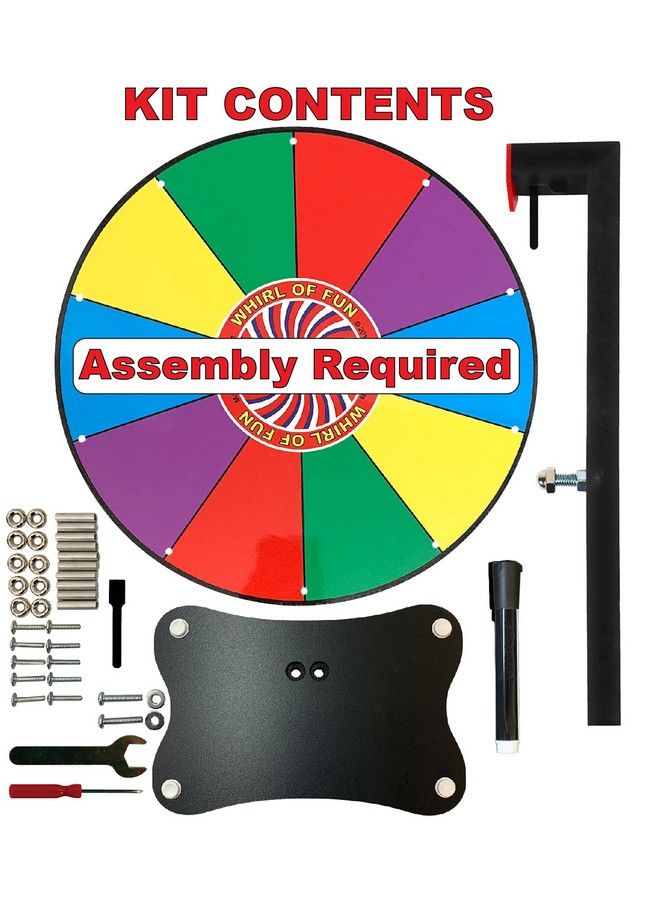12 Inch Prize Wheelspinning Wheel For Prizes With Stand, 10 Color Slots, Heavy Duty, Erasable Whiteboard Surface, Easy Assembly, Tools And Marker Included, Made In Usa - Image 4