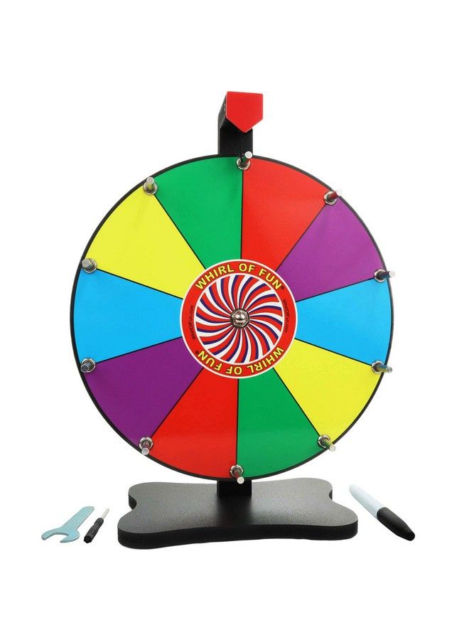 12 Inch Prize Wheelspinning Wheel For Prizes With Stand, 10 Color Slots, Heavy Duty, Erasable Whiteboard Surface, Easy Assembly, Tools And Marker Included, Made In Usa - Image 2